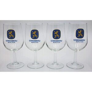 Lowenbrau Munch Stemmed Beer Tulip Glass ~ VTG